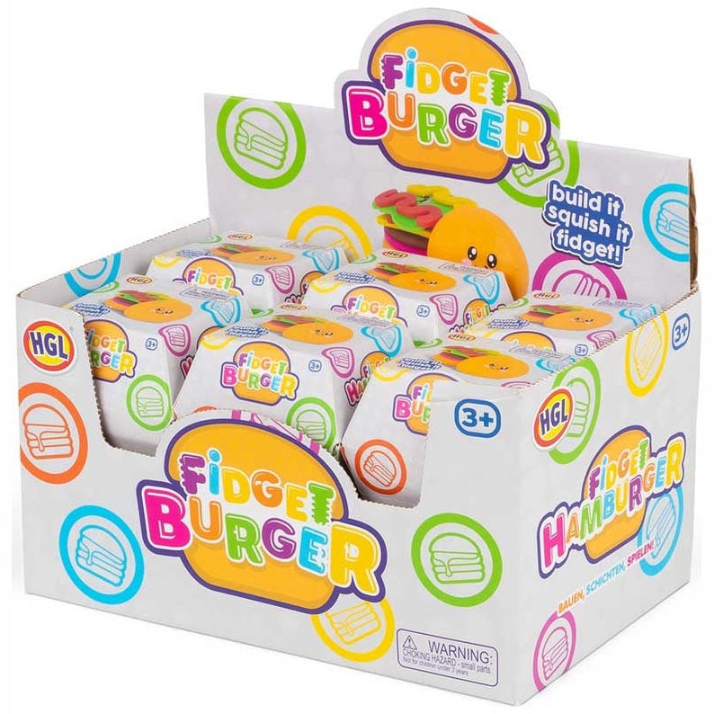 🍔✨ Fidget Burger | Stackable Squishy Sensory Toy & Stress Relief Fidget 💖