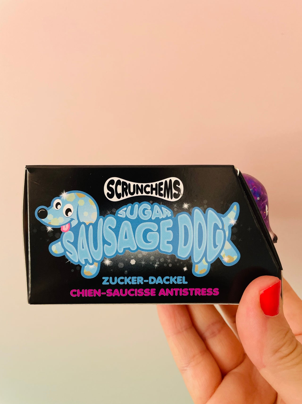 💜🌭 Scrunchems Sugar Sausage Dog | Purple Sugar-Filled Sensory Stress Relief Fidget Toy ✨