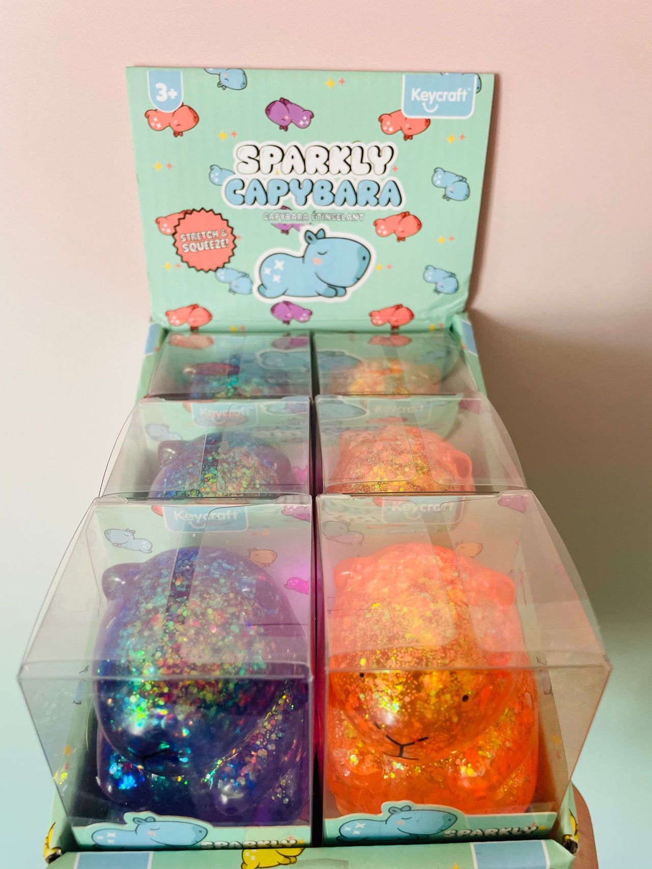 Keycraft Sparkly Squishy Capybara Glitter Sensory Fidget Toy 