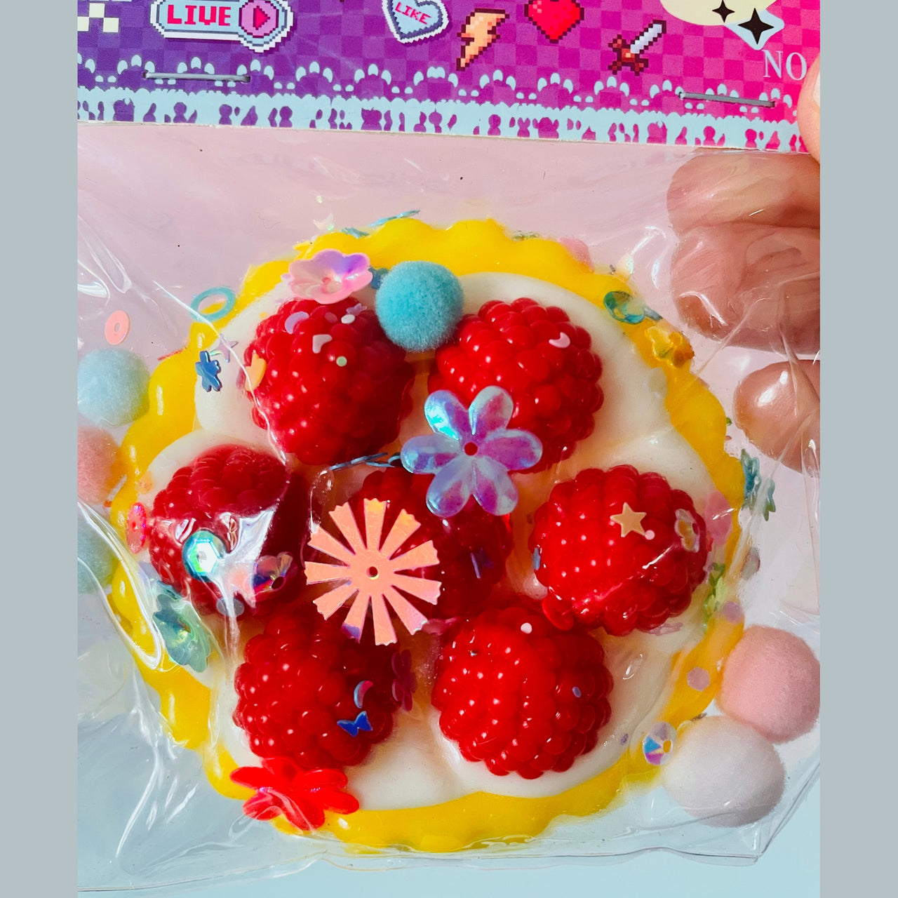 💛🥧 Raspberry Tart Taba Squishy | Yellow Kawaii Sensory Fidget Toy ✨