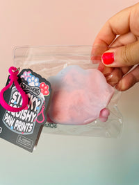 Pastel Pink Scrunchems Sticky Squishy Paw Print sensory fidget toy