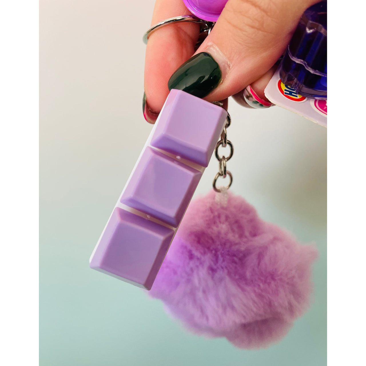 💜🌸 Purple Fluffy Fidget Keychain | Sensory Bag Charm