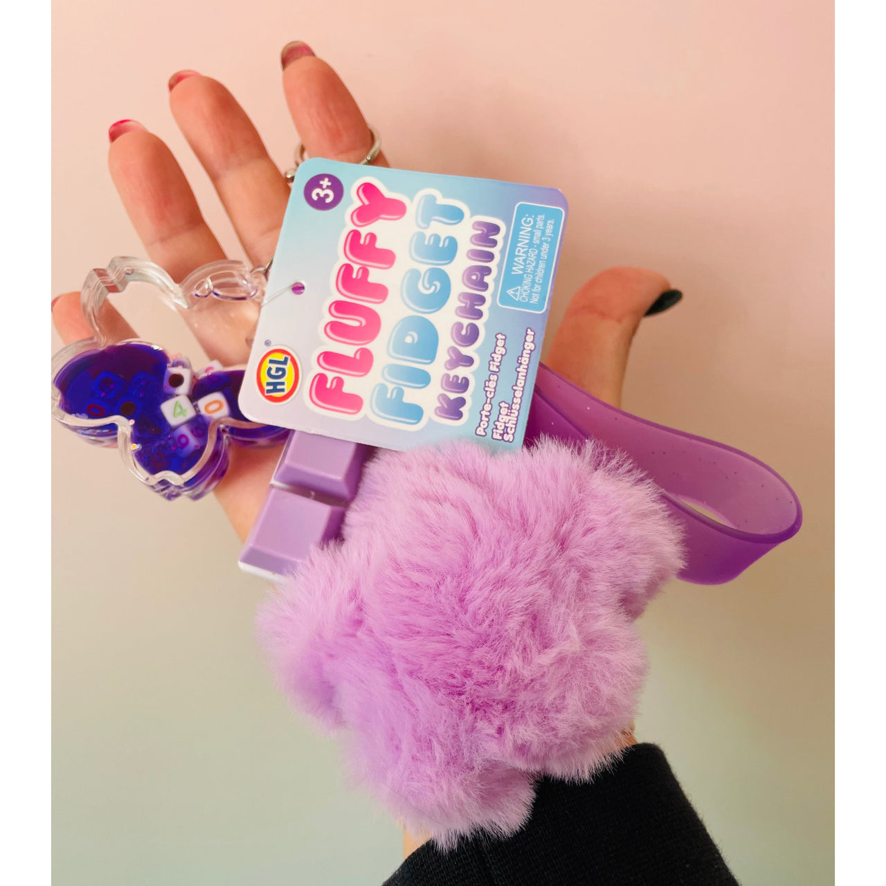 💜🌸 Purple Fluffy Fidget Keychain | Sensory Bag Charm
