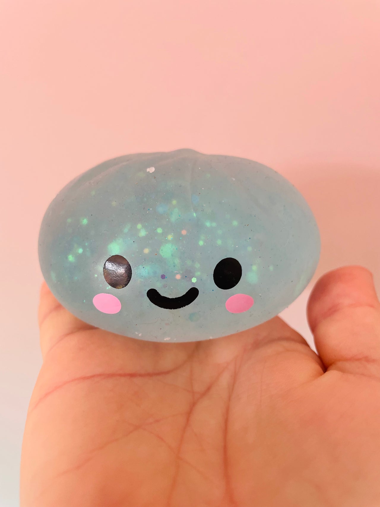 🥟✨ Chunky Glitter Dumpling Squishy in Basket | Jumbo Viral Sensory Squeeze Toy 💖