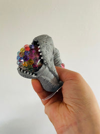 🦖🩶 Grey Dinosaur Head Bead Squeeze Toy