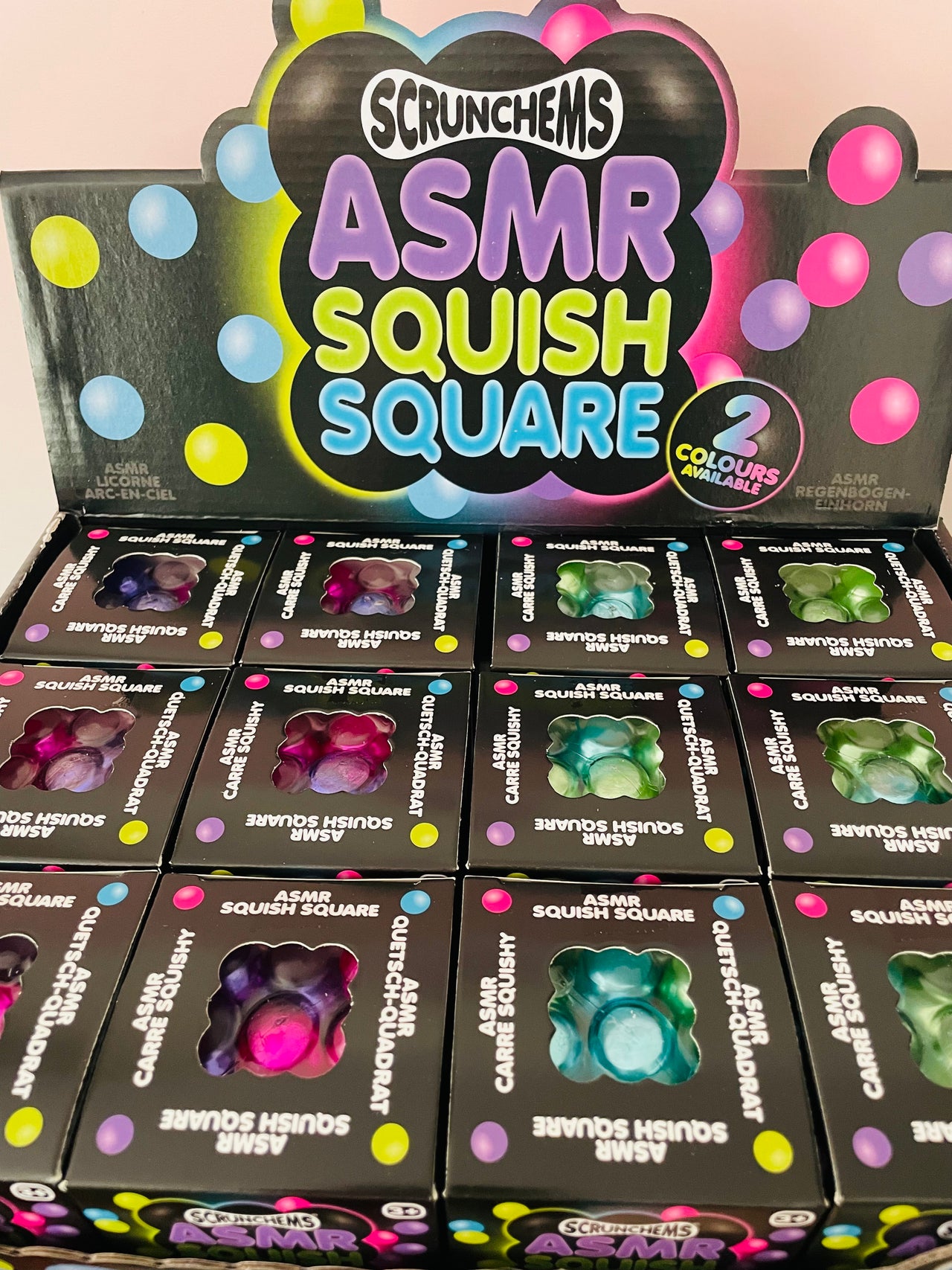 🩷🟣 Scrunchems ASMR Square | Pink Textured Bead Sensory Stress Relief Fidget Toy ✨