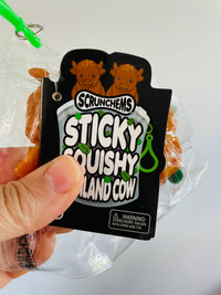 🐮🤎 Scrunchems Taba Sticky Squishy Highland Cow Sensory Toy