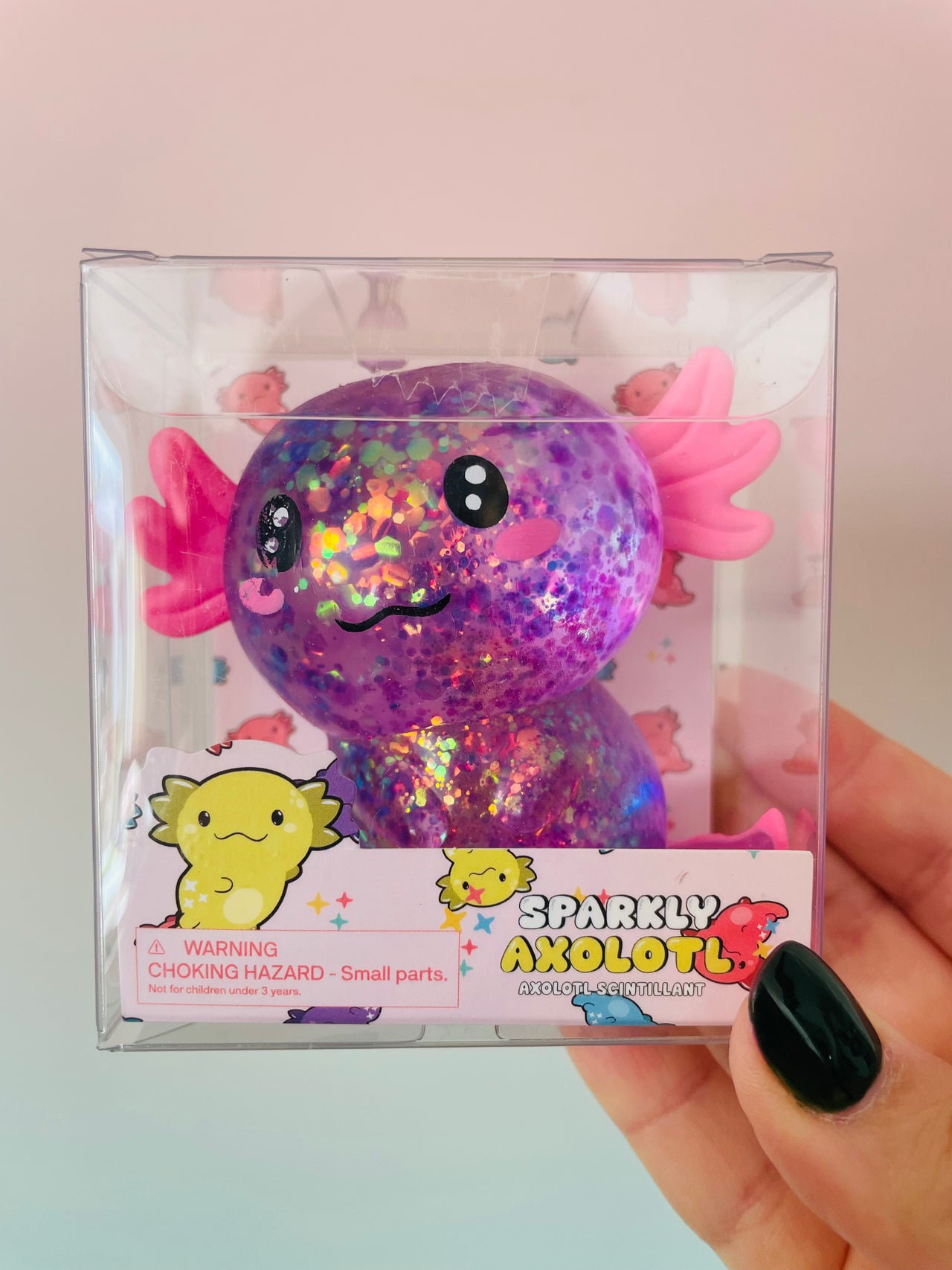 Purple Axolotl Squishy - Sparkly Sensory Toy - Neko Squish Co