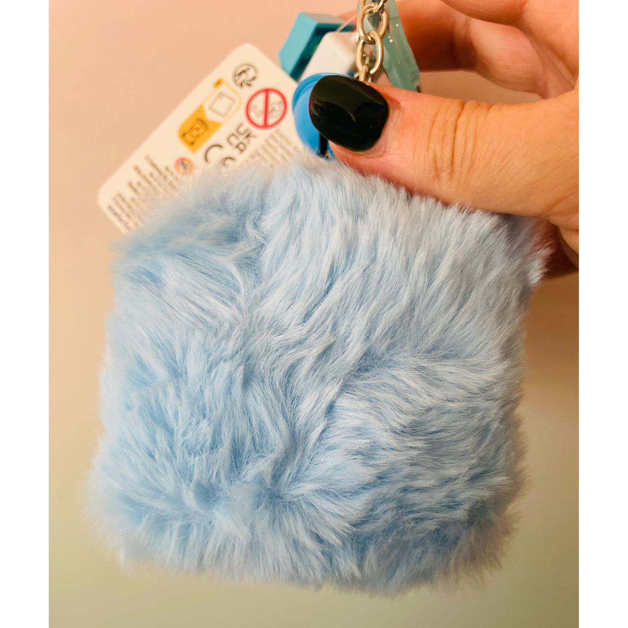 💙🧊 Blue Cube Fluffy Fidget Keychain | Sensory Bag Charm