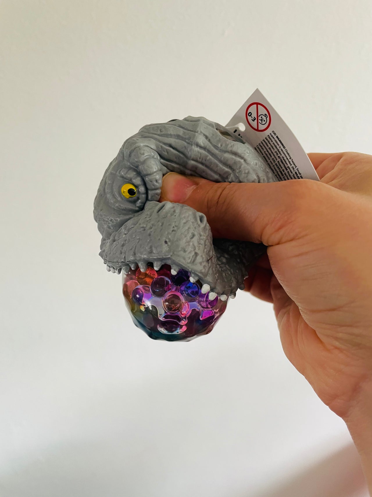 🦖🩶 Grey Dinosaur Head Bead Squeeze Toy