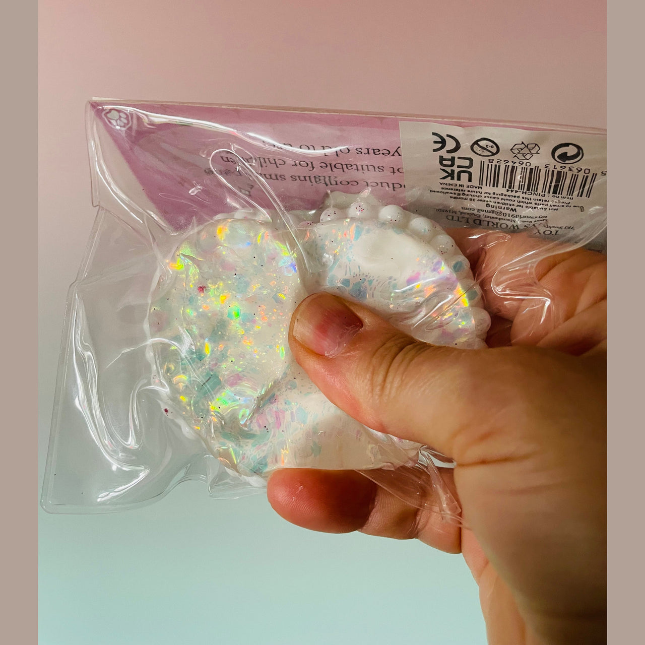 🤍✨ White Glitter Heart Taba Squishy | Sparkly Sensory Fidget Toy 💖