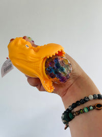 🦖🧡 Orange Dinosaur Head Bead Squeeze Toy