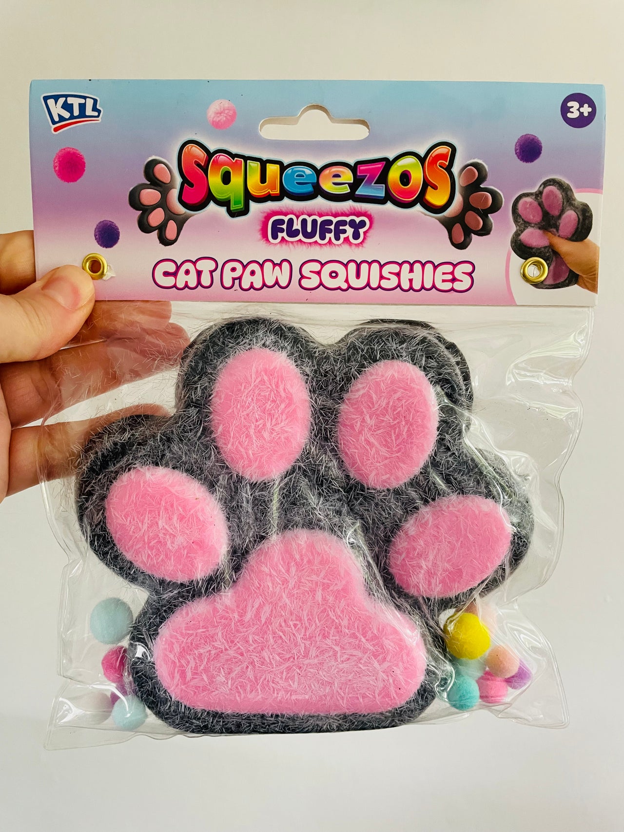 🐾🖤 Black Taba Feel Fluffy Cat Paw Squishy Toy ✨