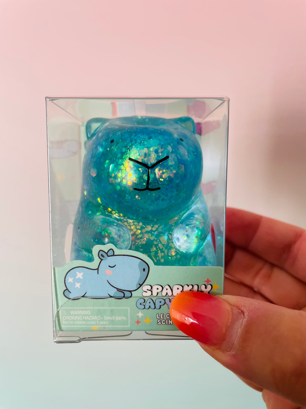 Blue Sparkly Squishy Capybara Glitter Sensory Fidget Toy