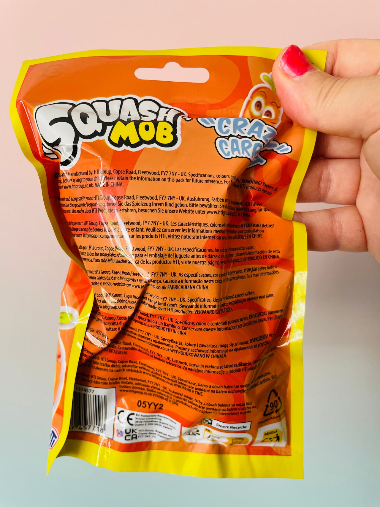 Back view of Crazy Carrot squishy sensory toy