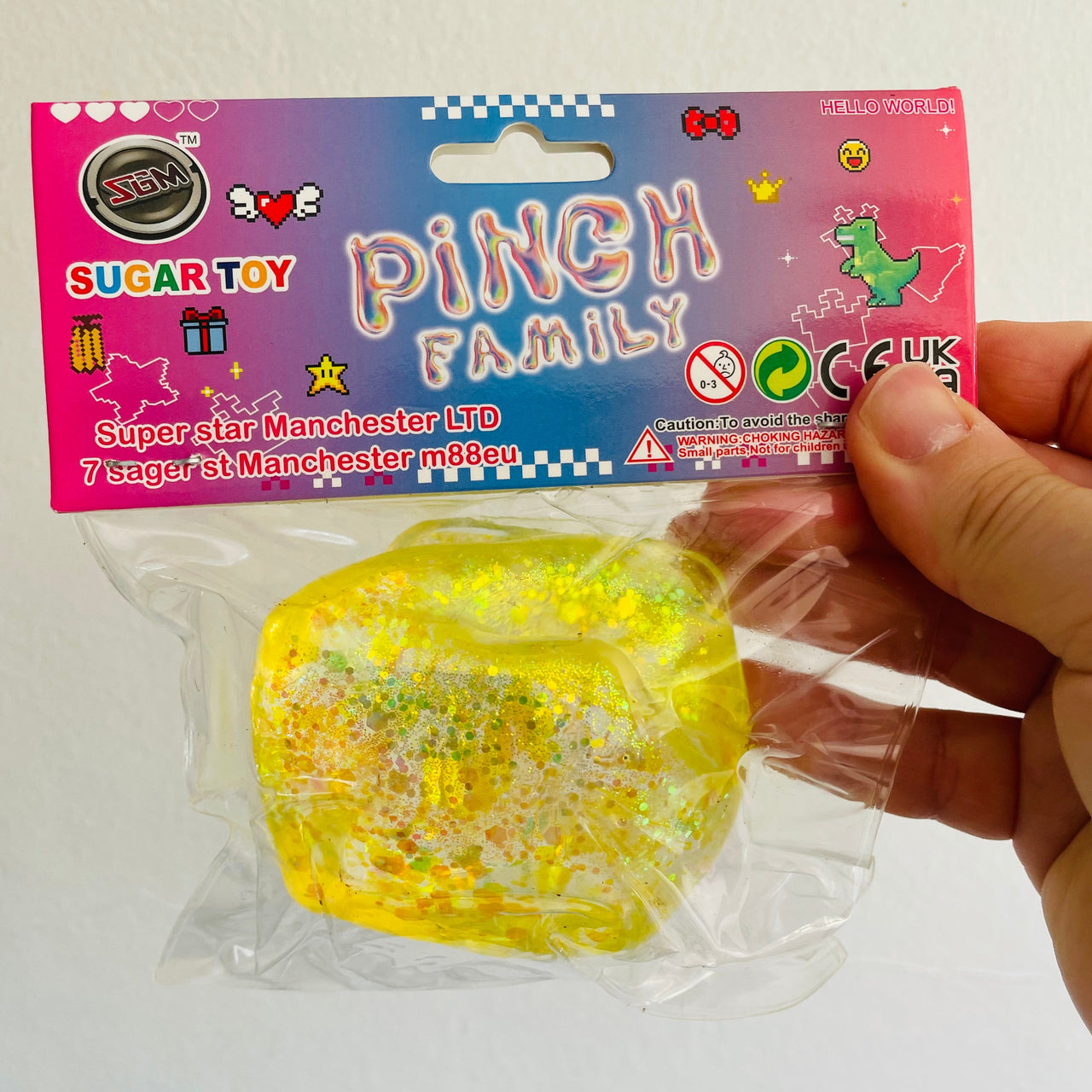 💛✨ Yellow Pinch Family Sugar Glitter Cube Squishy | Sensory Fidget Toy 💎