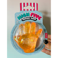 Orange Sparkly Squishy High Five Hand sensory toy UK