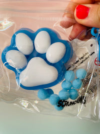 Blue Scrunchems Sticky Squishy Paw Print sensory fidget toy