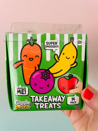 🍓🥕 Fruit & Vegetable Takeaway Treats | 14 Mini Fruit & Veg Squishies Sensory Fidget Pack ✨