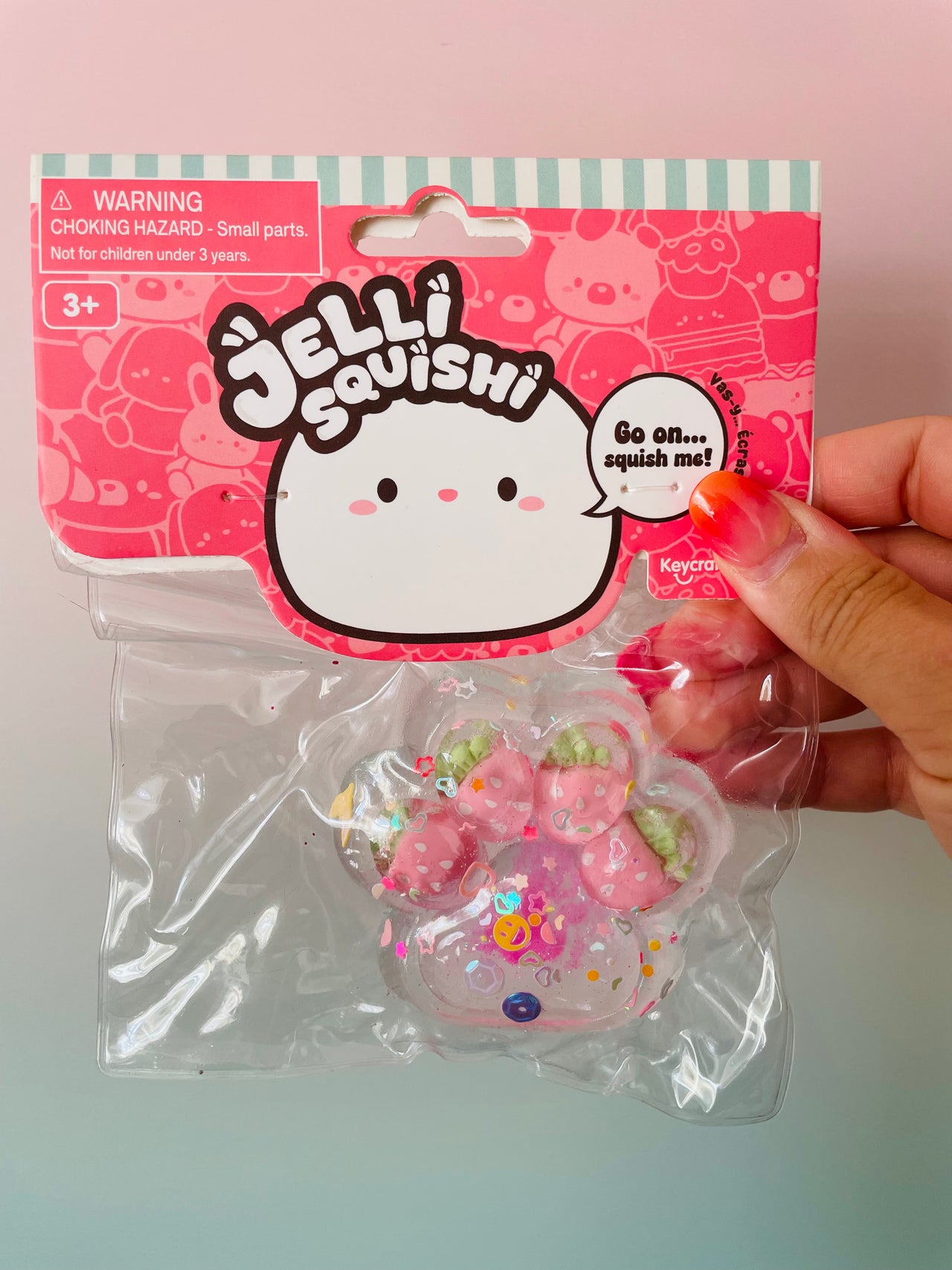 🍓🩷🐾 Jelli Squishi Small Paw Sensory Toy | Pink Strawberry Jelly Squishy ✨