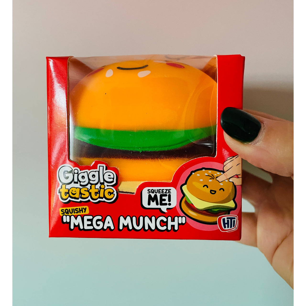 Mega Munch Eyelashes Burger Squishy sensory toy UK