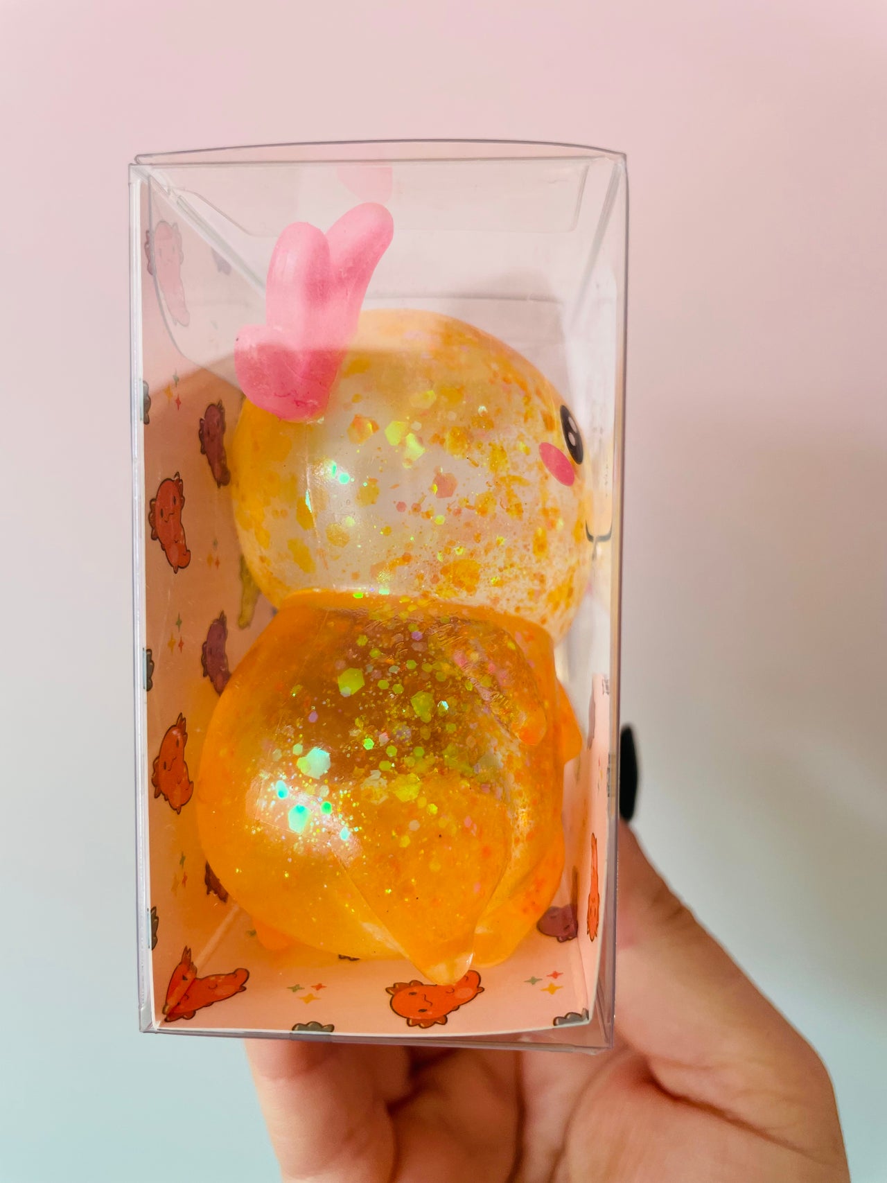 Yellow Axolotl Squishy - Sparkly Sensory Toy - Neko Squish Co
