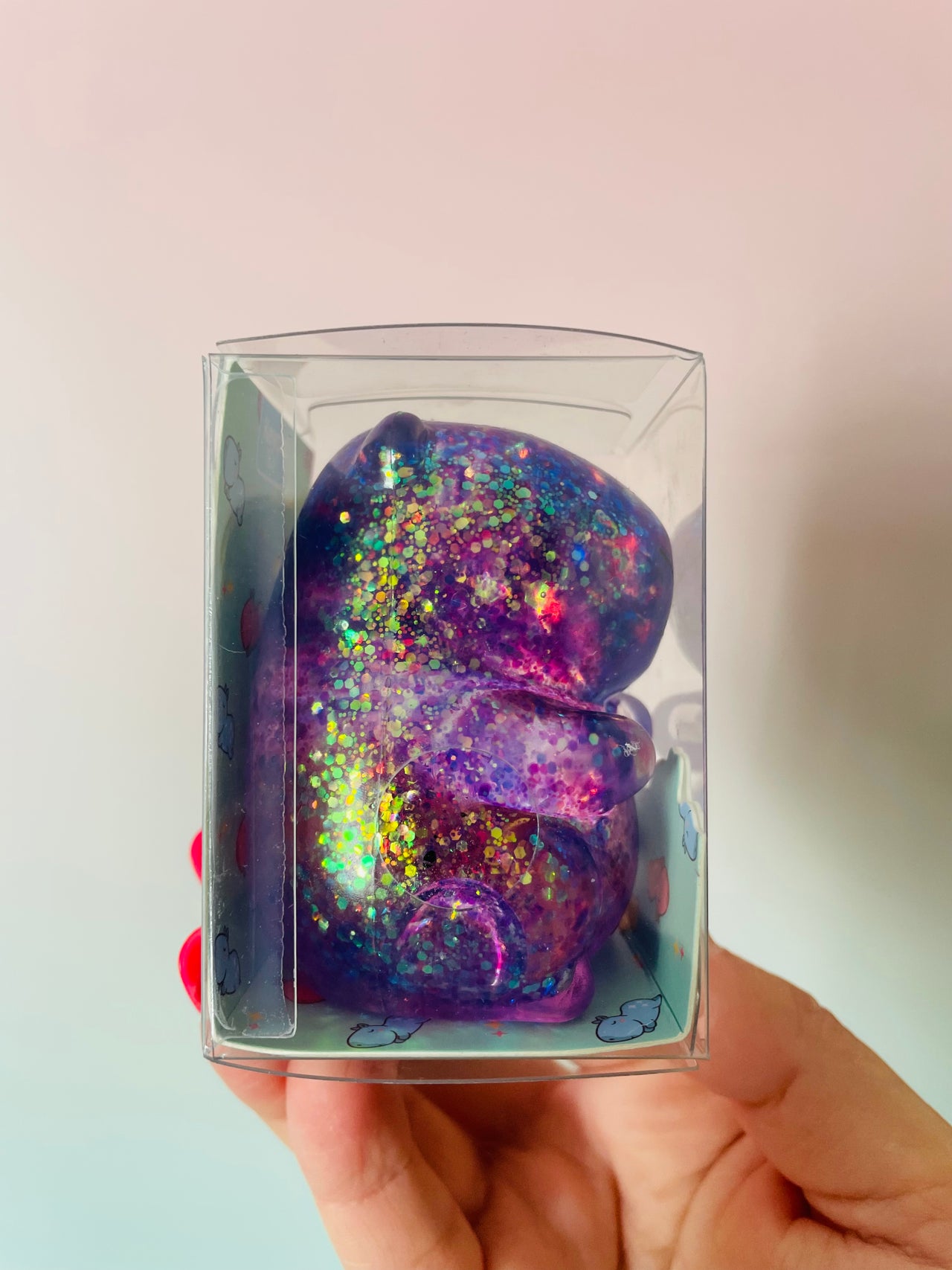 Purple Sparkly Squishy Capybara Glitter Sensory Fidget Toy 
