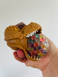 🦖🤎 Brown Dinosaur Head Bead Squeeze Toy