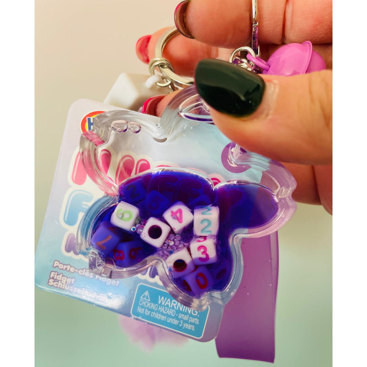 💜🌸 Purple Fluffy Fidget Keychain | Sensory Bag Charm