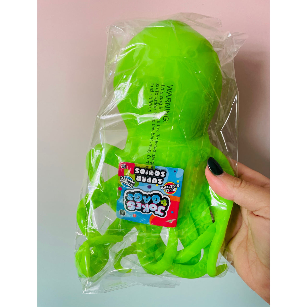 Green jumbo squid squishy stretchy sensory toy UK