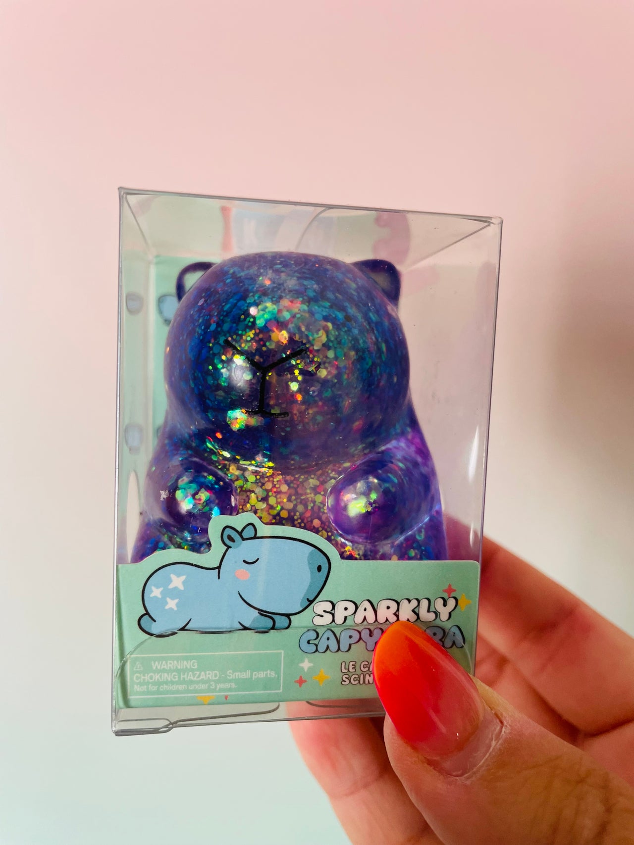 Purple Sparkly Squishy Capybara Glitter Sensory Fidget Toy 