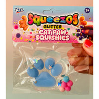 Light Blue Squeezos Glitter Cat Paw with Bobbles sensory fidget toy