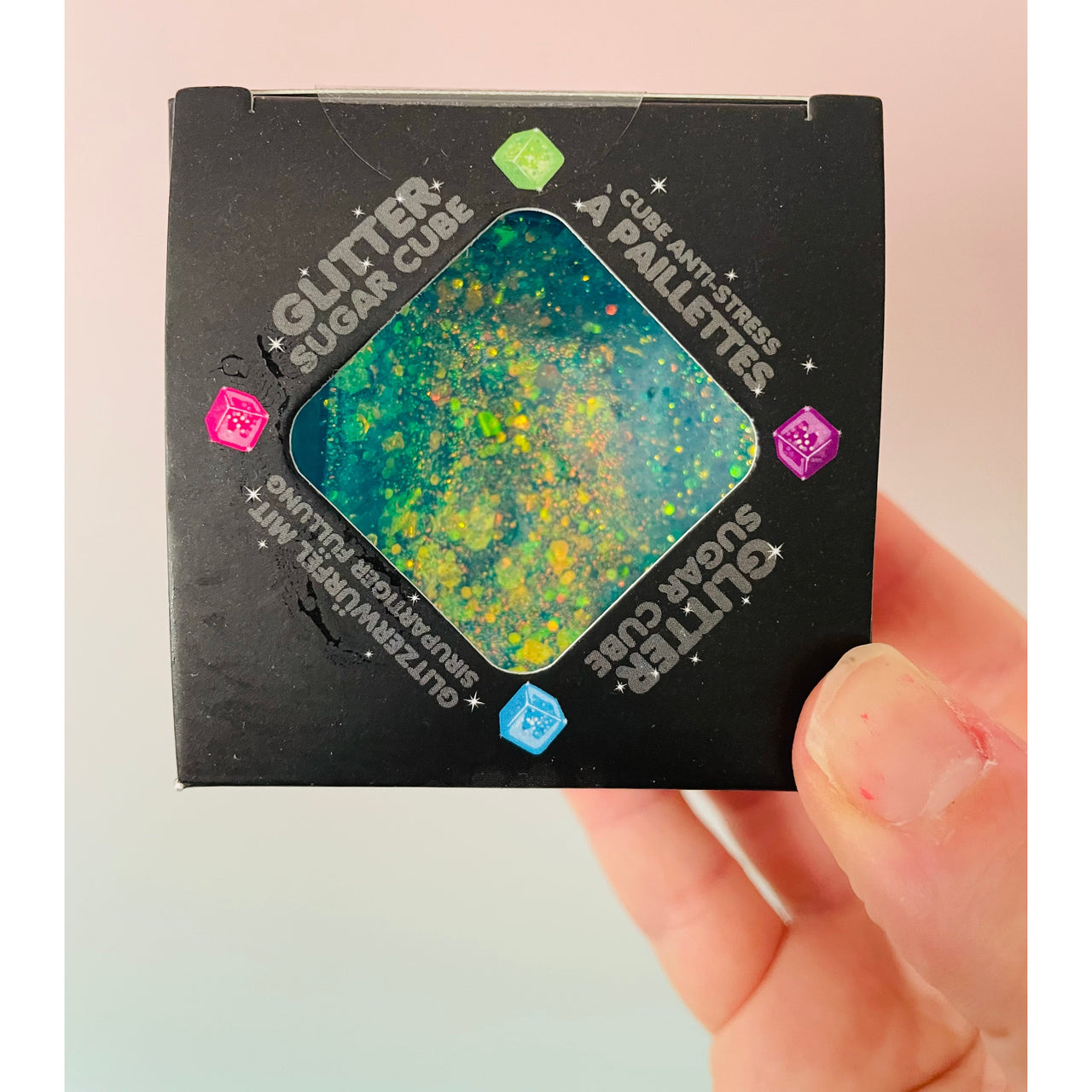 ✨🧊 Scrunchems Glitter Cube | Glitter Sugar Cube Sensory Stress Relief Fidget Toy 🌈