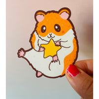 Ultra Super Cute Hamster waterproof vinyl sticker featuring a kawaii hamster