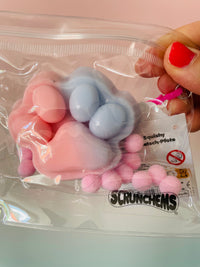 Pastel Pink Scrunchems Sticky Squishy Paw Print sensory fidget toy