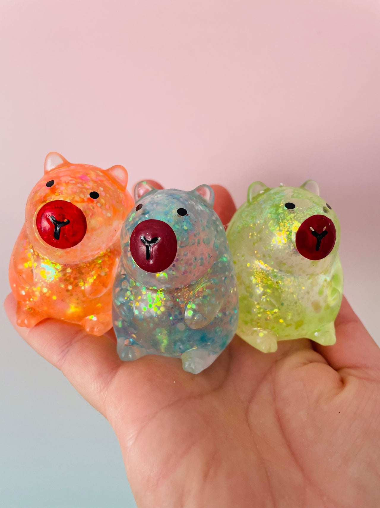 🩷🦫 Scrunchems Mini Sugar Capybaras | 3 Pack Gooey Gel Sensory Squishies ✨