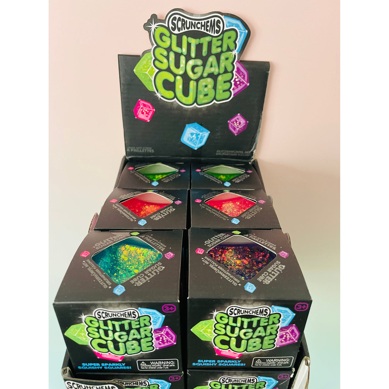 ✨🧊 Scrunchems Glitter Cube | Glitter Sugar Cube Sensory Stress Relief Fidget Toy 🌈