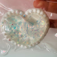 🤍✨ White Glitter Heart Taba Squishy | Sparkly Sensory Fidget Toy 💖