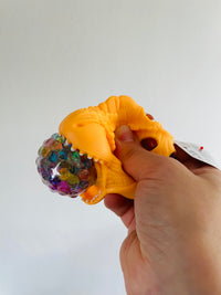 🦖🧡 Orange Dinosaur Head Bead Squeeze Toy