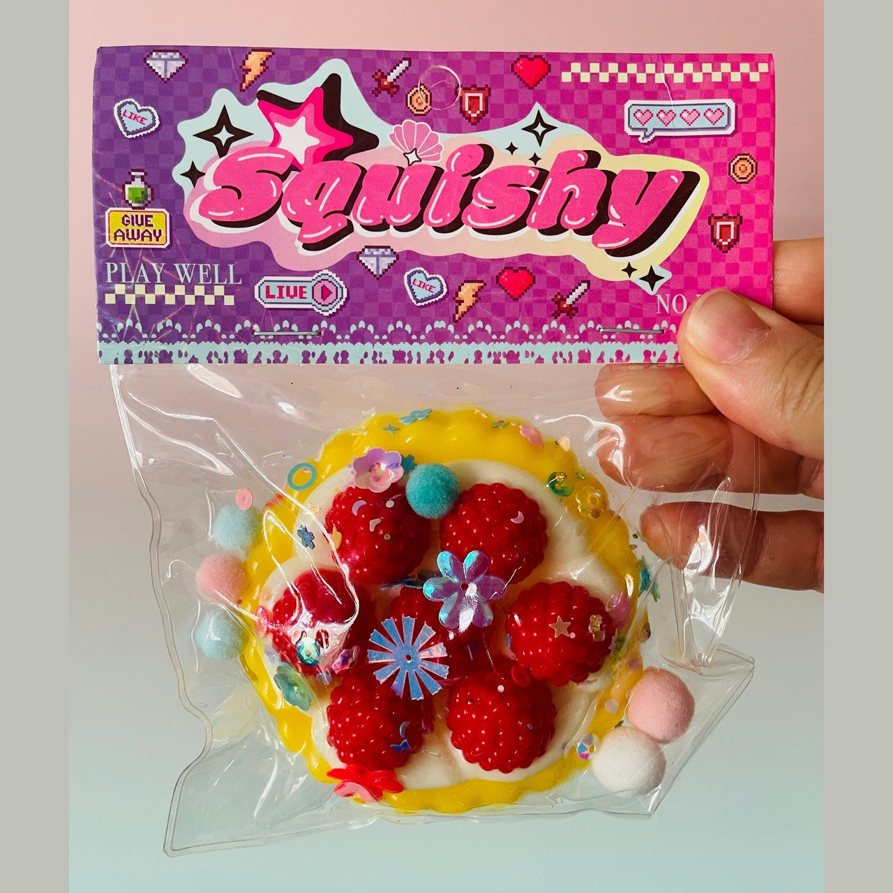 💛🥧 Raspberry Tart Taba Squishy | Yellow Kawaii Sensory Fidget Toy ✨