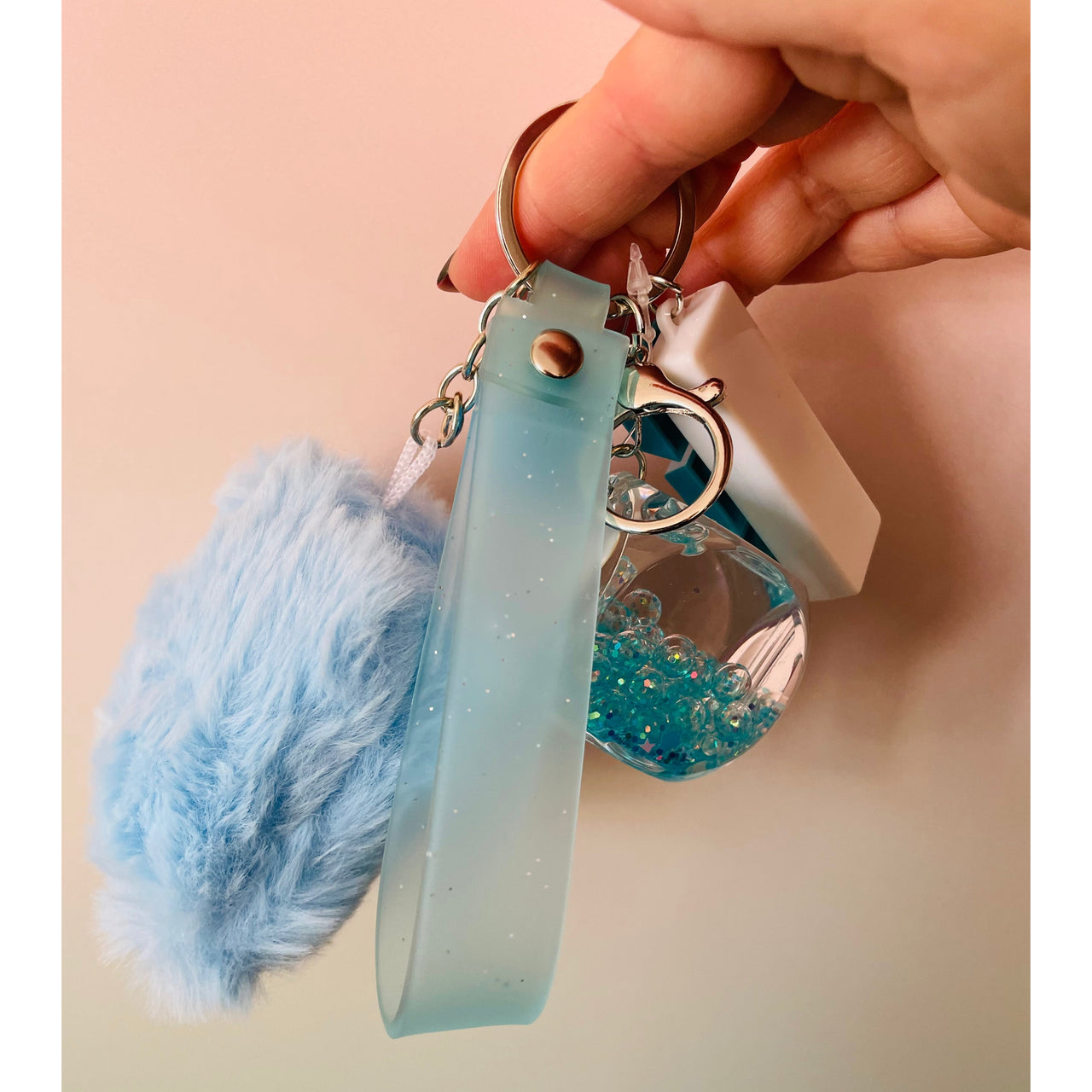 💙🧊 Blue Cube Fluffy Fidget Keychain | Sensory Bag Charm
