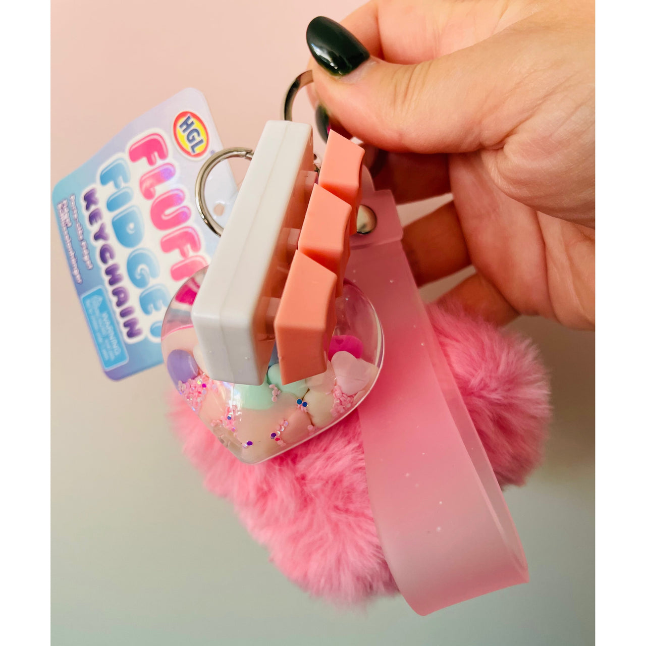 🩷💗 Pink Heart Fluffy Fidget Keychain | Sensory Bag Charm