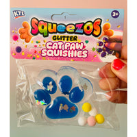 Blue Squeezos Glitter Cat Paw with Bobbles sensory fidget toy