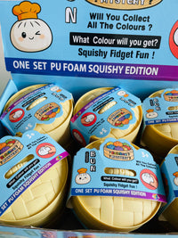 🥟✨ Squishy Slow Rising Foam Dumpling in Steamer Basket – 8.5cm Sensory Squishy Toy ✨🥟