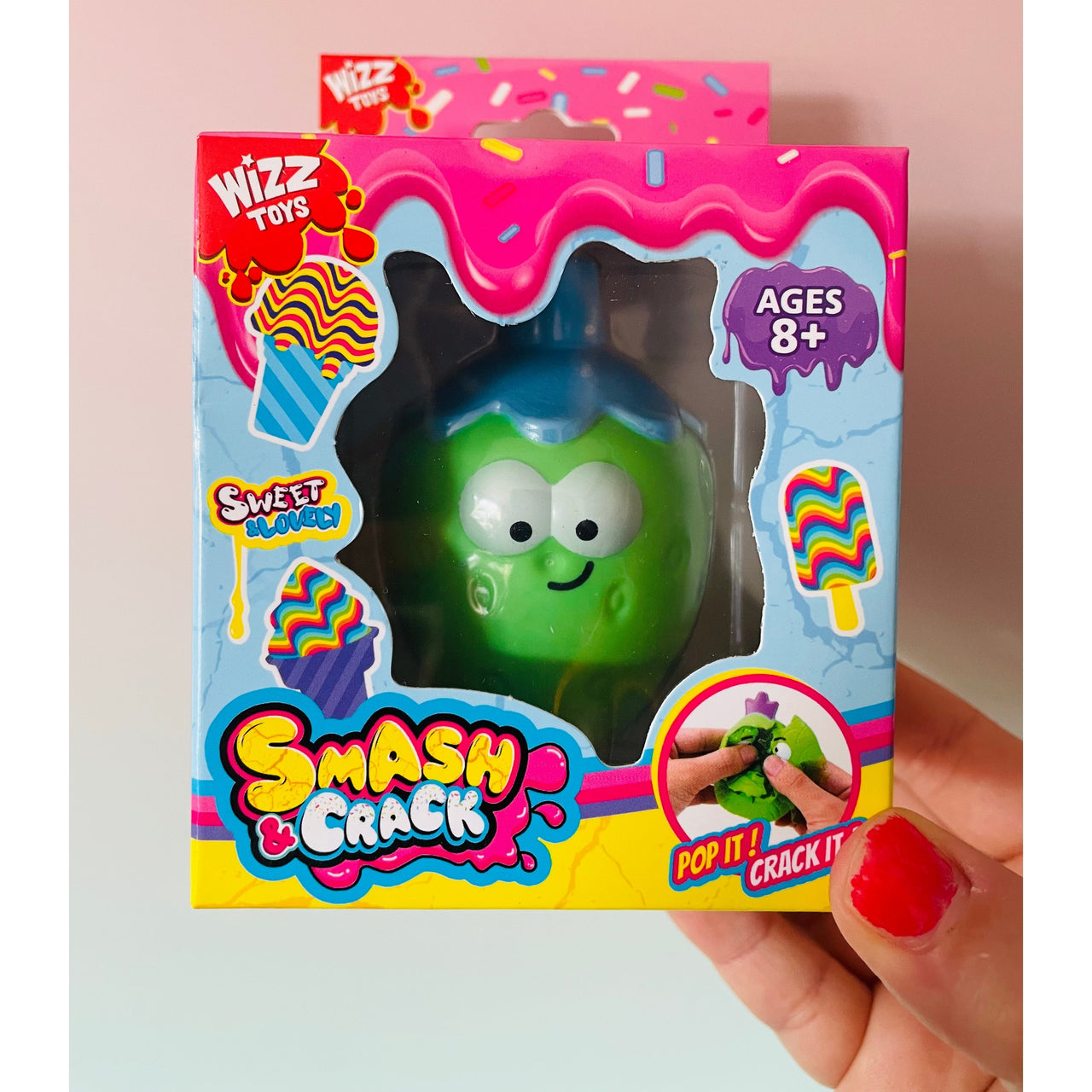 Green Strawberry Smash Crack Fruit crunchy and gooey sensory fidget toy