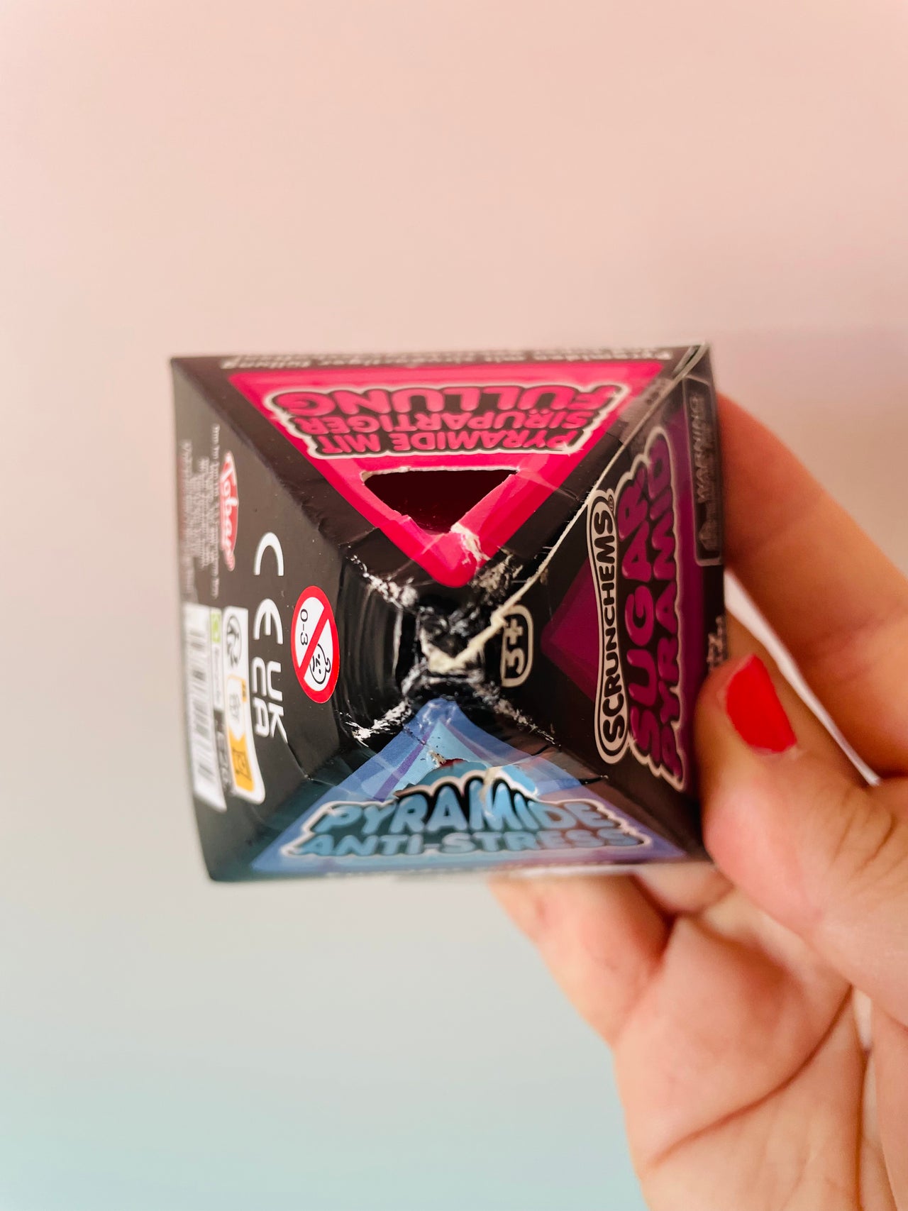 Pink Scrunchems Sugar Pyramid sugar-filled sensory fidget toy