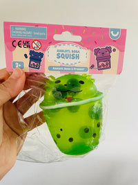 💚🦎🧋 Green Axolotl Boba Squish Toy