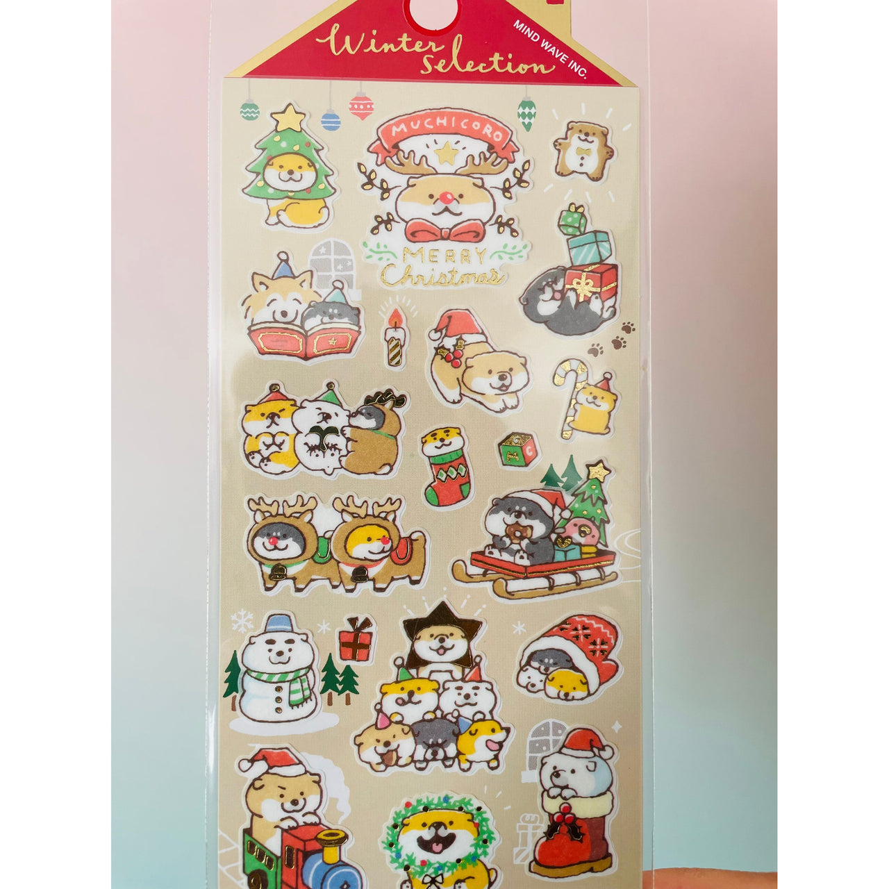 Mind Wave Shibanban Christmas kawaii Japanese Shiba Inu sticker sheet