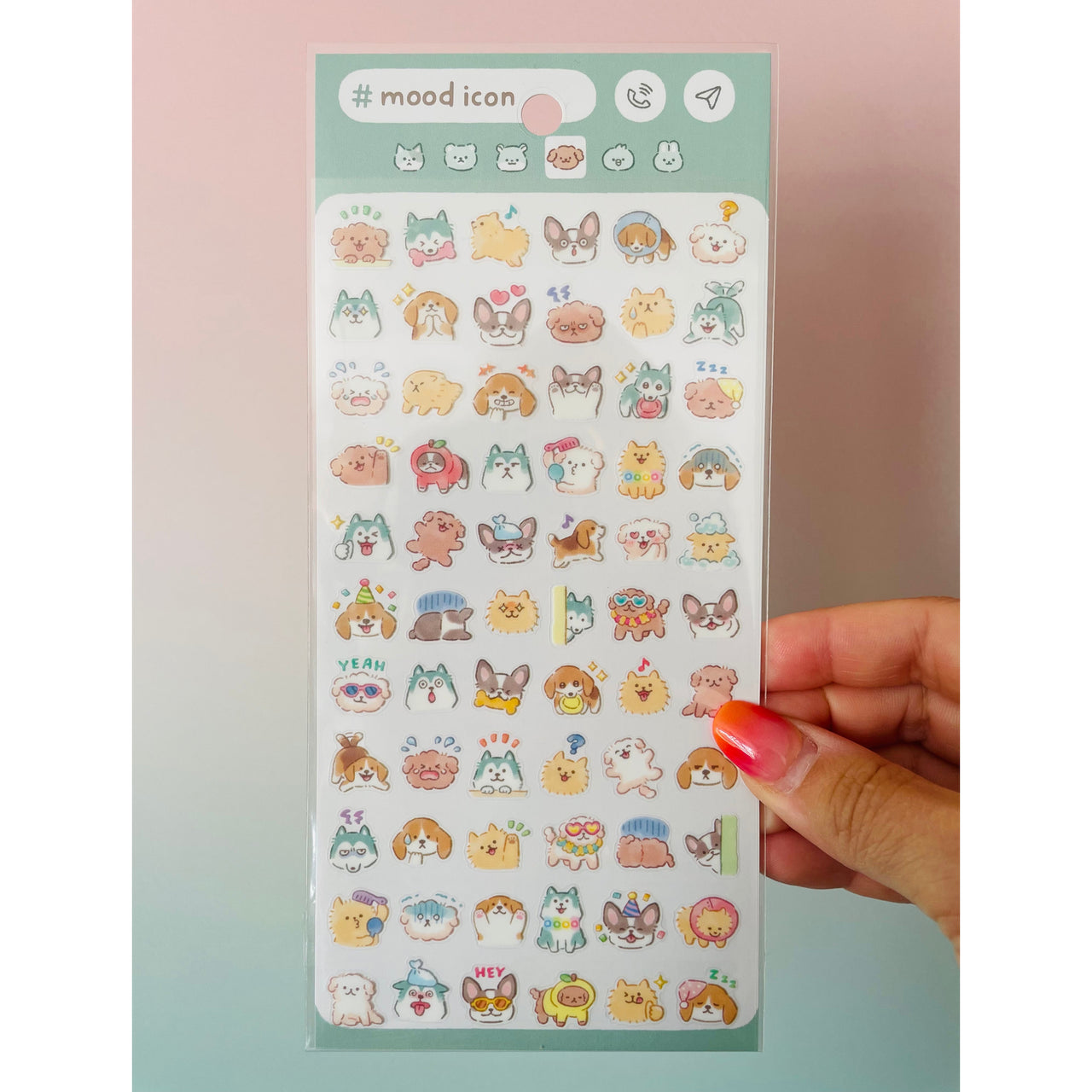 Mind Wave Mood Icon Dog kawaii Japanese sticker sheet for planners and journals