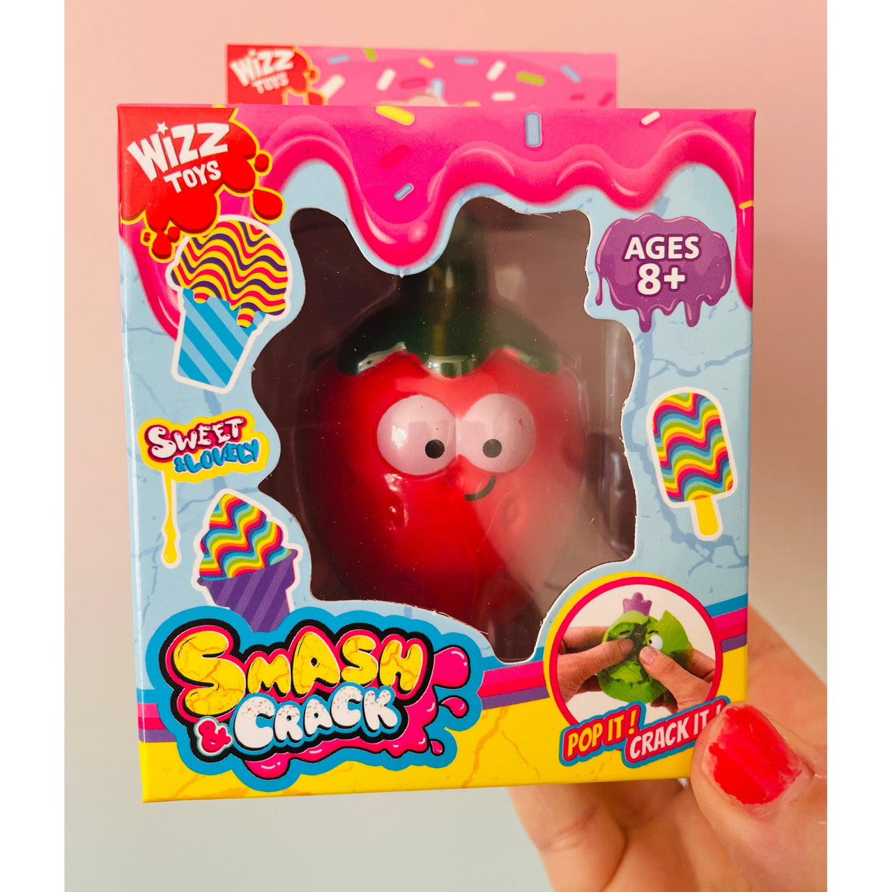 Red Strawberry Smash Crack Fruit crunchy sensory fidget toy